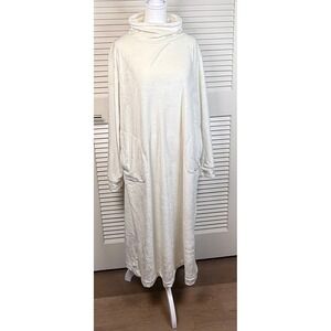 Softies Cream Velour Turtleneck Lounge Dress L Cozy Minimalist